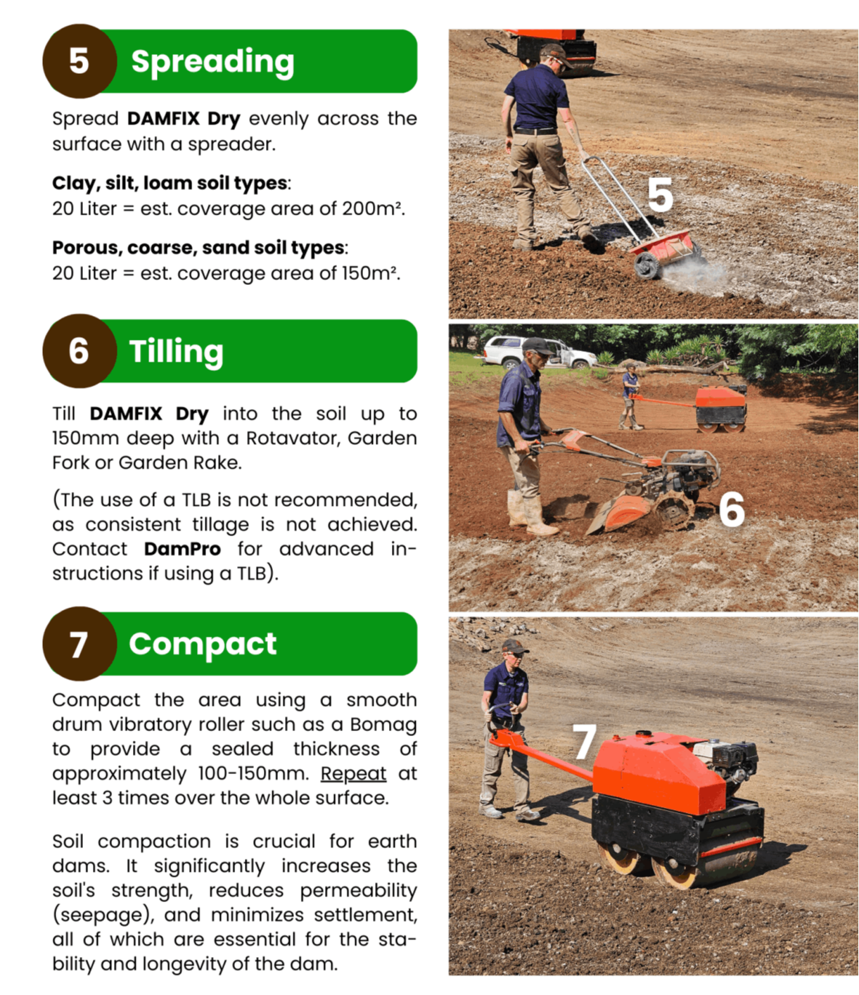 Steps to seal an earth dam with DAMFIX Dry