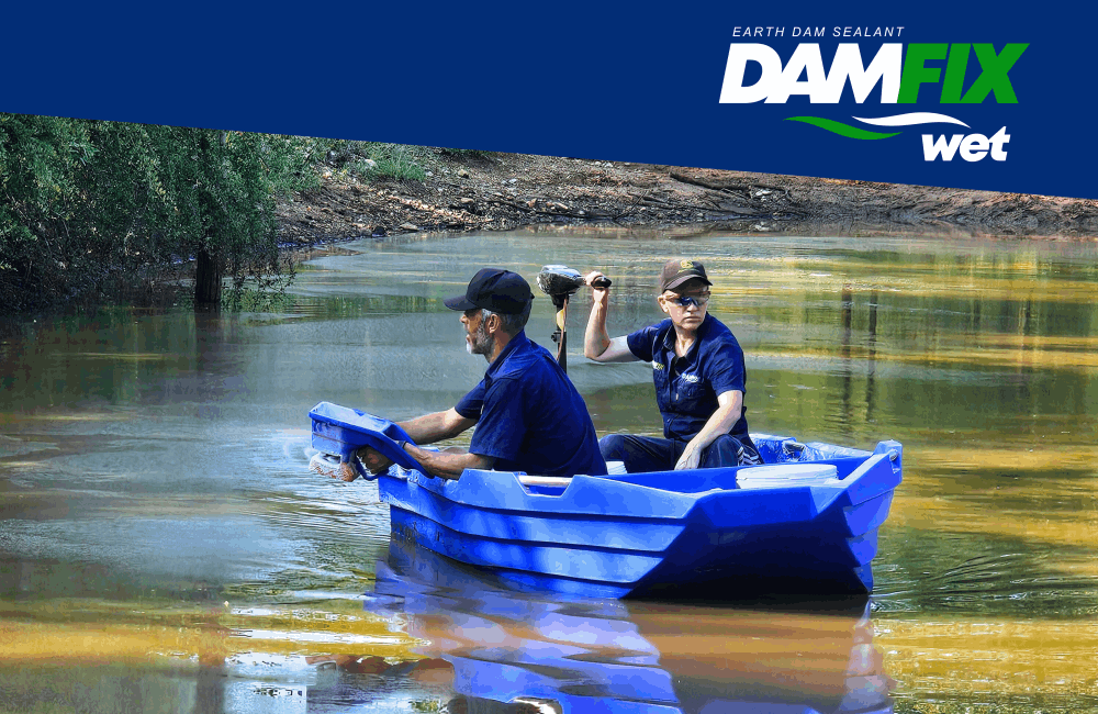 Use DAMFIX Wet to seal an earth dam without draining the dam